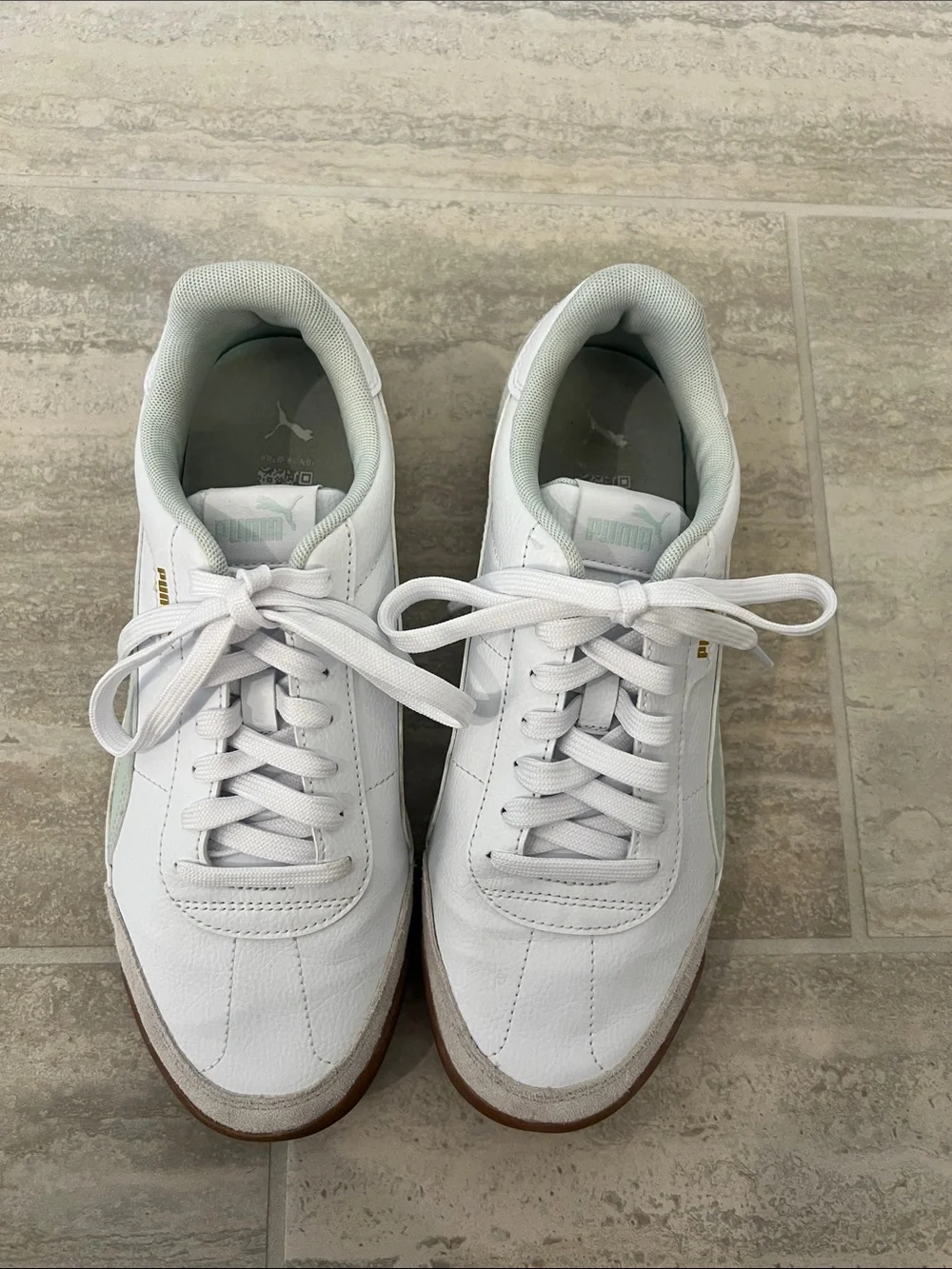 Puma Women’s White Sneakers with Light Green Accents